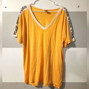 DARK Mustard Yellow victoria secret PINK deep v neck flowy lounge top